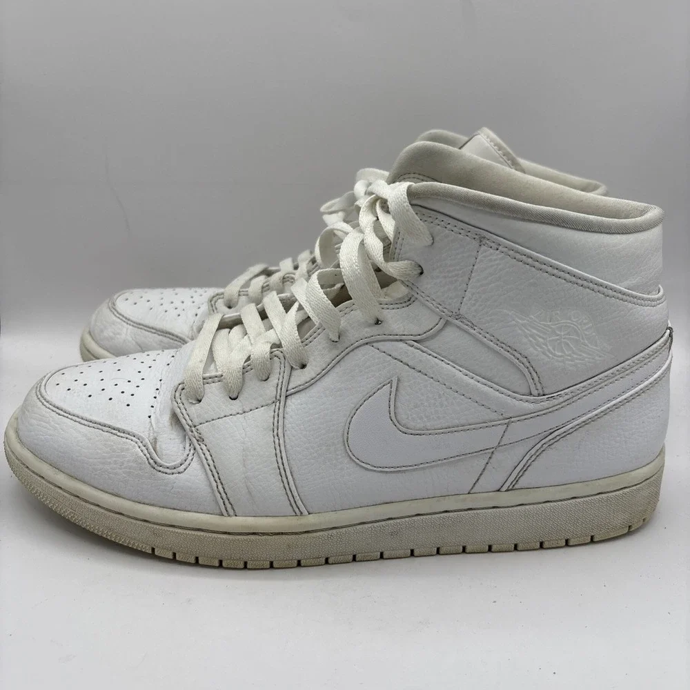 Size 12 - Jordan 1 Mid Triple White 2019 - 554724-129